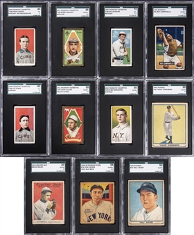 1909-1951 T206, Play Ball and Assorted Issues Hall of Famers SGC-Graded Collection (11 Different) – Featuring Campanella, Greenberg, Tinker and Marquard